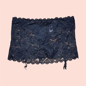 Black Lace Garter Skirt Thong
